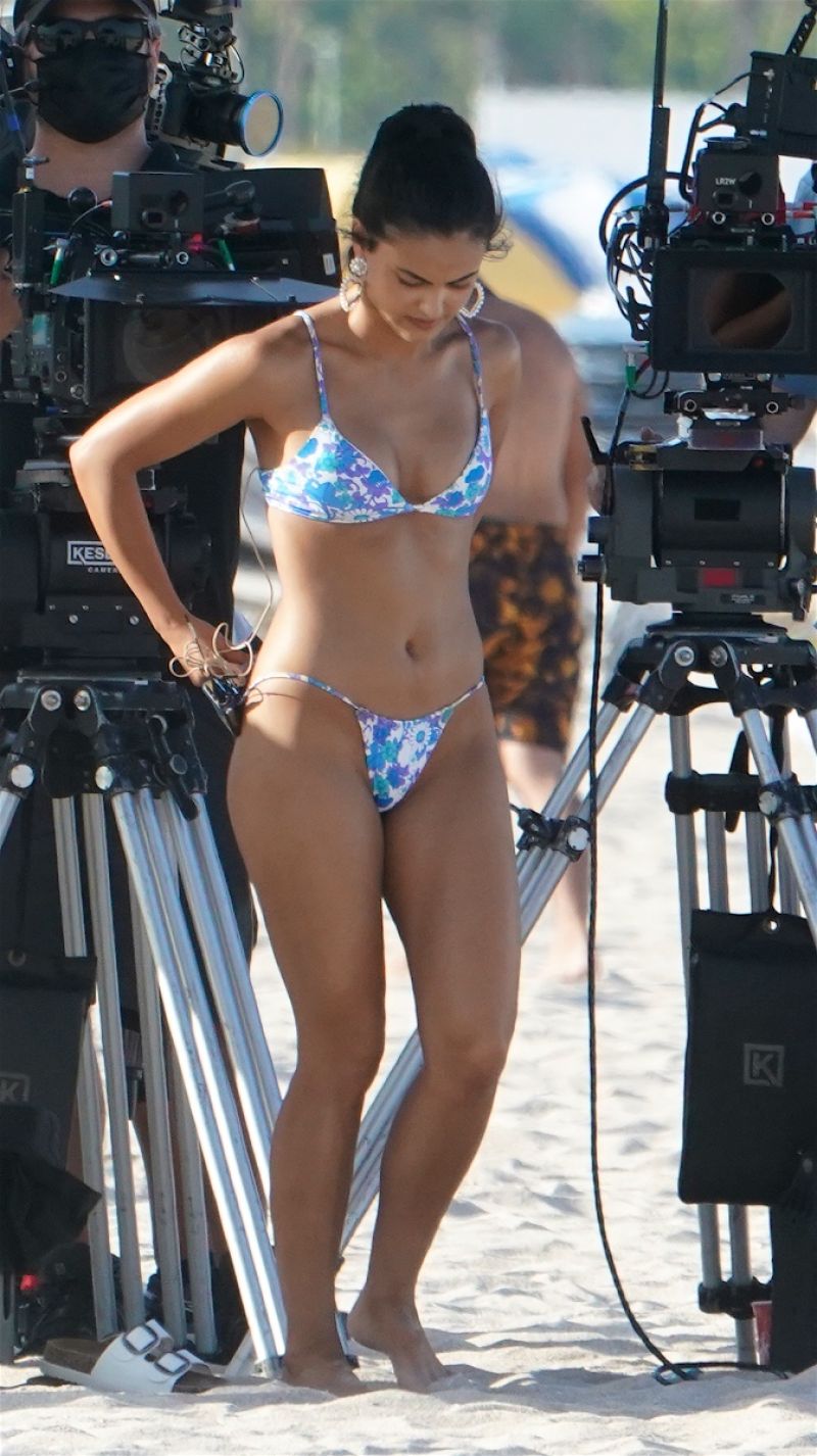 Camila Mendes in a Bikini - "Strangers" Set in Miami 07/20/2021.