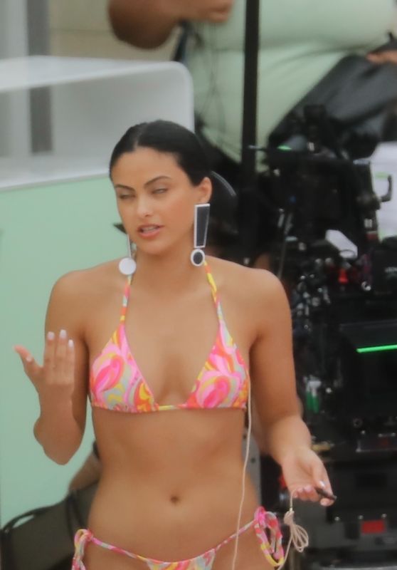 Camila Mendes Wears a Bikini - "Strangers" Filming Set in Miami Beach 08/02/2021
