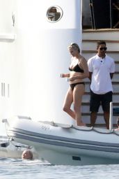 Charlize Theron in a Black Bikini on a Yacht - Aegean Sea 08/03/2021