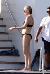 Charlize Theron in a Black Bikini on a Yacht - Aegean Sea 08/03/2021