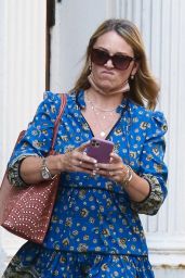 Christine Taylor - Wearing a Blue Summer Dress in New York 08/25/2021