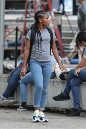Dominique Thorne - "Black Panther: Wakanda Forever" Filming Set in Cambridge 08/25/2021