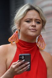 Emily Atack in a Red Dress - Manchester City Centre 08/14/2021