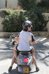 Gal Gadot - Riding on the Back of a Motor Scooter With Husband Yaron Varsano in Tel Aviv 08/26/2021