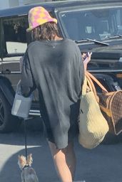 Hailey Rhode Bieber in a Tiny Shirt Dress, Sandals and a Funky Hat - Santa Barbara 08/06/2021