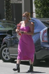 Hilary Duff in a Pink Dress - Running Errands in Beverly Hills 08/02/2021