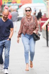 Kelly Brook in Tight Denim and Floral Blouse - London 08/20/2021
