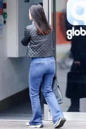 Kirsty Gallacher in Tight Denim Bell Bottomed Trousers and Leather Jacket - London 08/26/2021