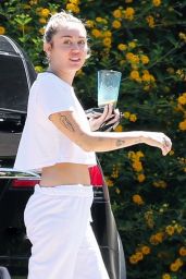 Miley Cyrus Wearing Sweat Pants and a White Crop Top - Malibu 08/05/2021