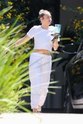 Miley Cyrus Wearing Sweat Pants and a White Crop Top - Malibu 08/05/2021