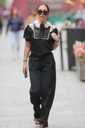 Myleene Klass in a Sparkling Monochrome Top and Black Trousers - London 08/26/2021
