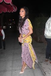Nicole Scherzinger in a Floral Dress at Delilah in West Hollywood 08/01/2021