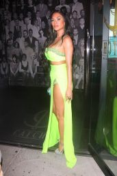 Nicole Scherzinger in a Glowing Neon Green Dress at Catch LA in West Hollywood 07/31/2021