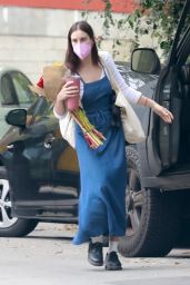 Scout Willis Wears a Long Denim Dress and Black Leather Shoes - Los Angeles 08/23/2021