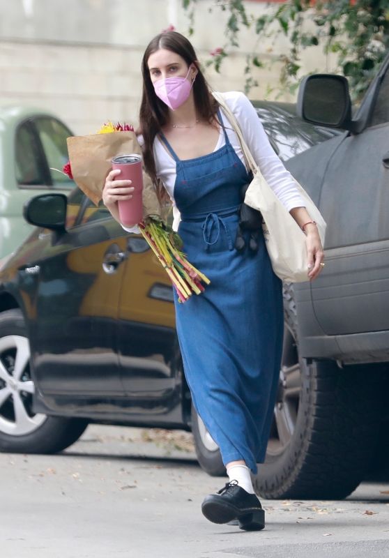 Scout Willis Wears a Long Denim Dress and Black Leather Shoes - Los Angeles 08/23/2021