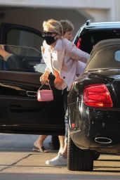 Sharon Stone in a Pink Blazer and Matching Pink Purse at Toscana Restaurant in Brentwood 08/12/2021