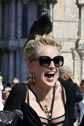 Sharon Stone in Tight Black Dress - Dolce & Gabbana Event in Venice 08/30/2021