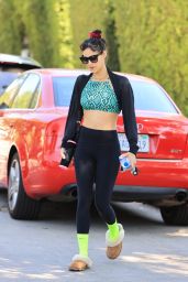 Sofia Boutella Wears Green Snake Print Top and Neon Yellow Socks - West Hollywood 08/27/2021