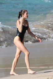 Stephanie Seymour in a swimsuit on the beach in St. Barts (2012)