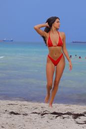 Tao Wickrath in a Red Bikini - Beach in Miami 08/02/2021