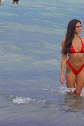 Tao Wickrath in a Red Bikini - Beach in Miami 08/02/2021
