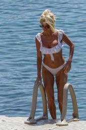 Victoria Silvstedt in a White Bikini on a Beach in Mykonos 08/01/2021