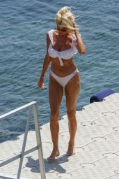 Victoria Silvstedt in a White Bikini on a Beach in Mykonos 08/01/2021