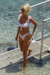Victoria Silvstedt in a White Bikini on a Beach in Mykonos 08/01/2021