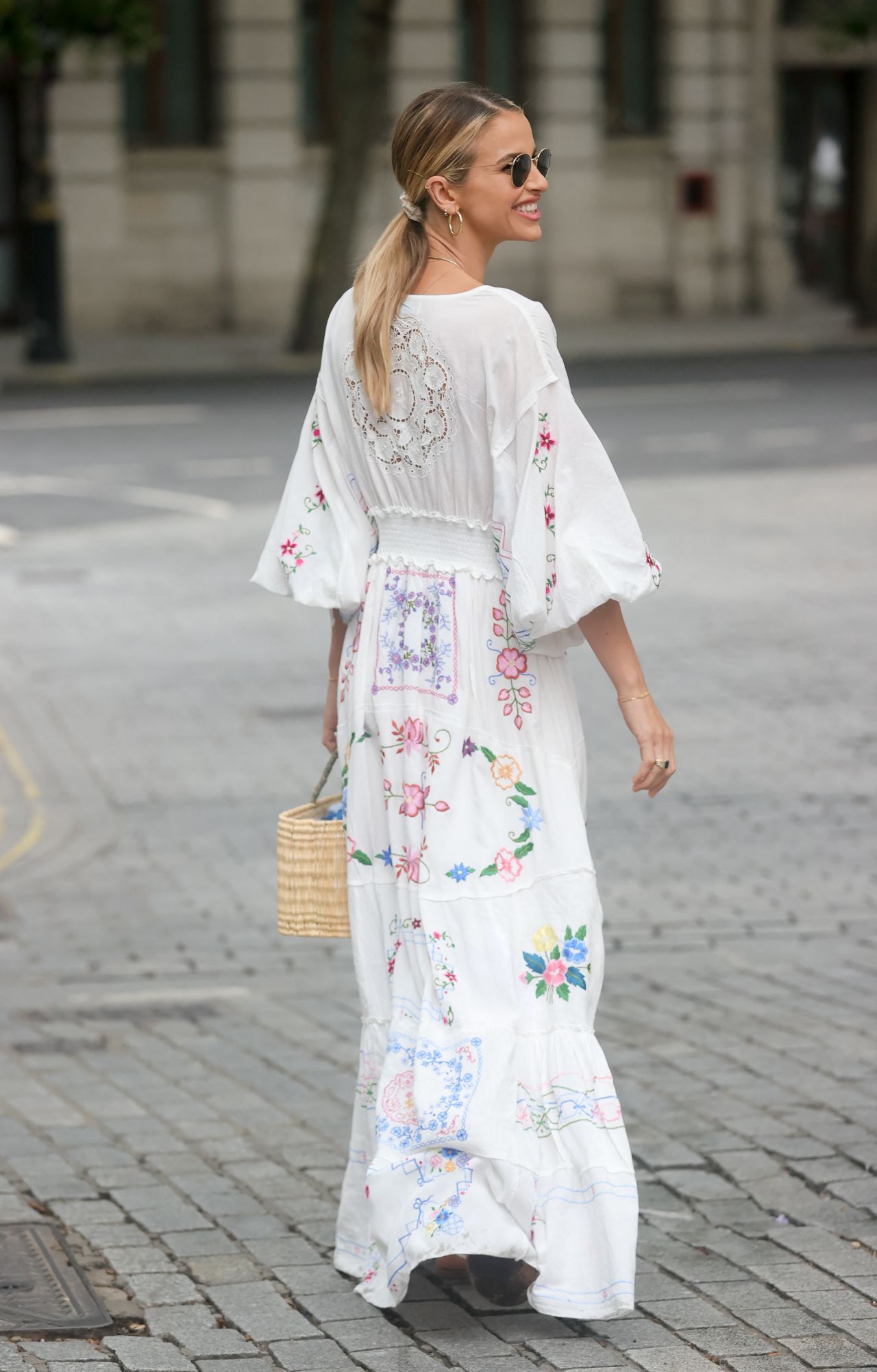 Vogue Williams in a White Summer Floral Dress - London 08/01/2021 ...