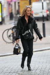 Amanda Holden in Black Leather Jacket and Boots - London 09/30/2021