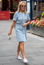 Amanda Holden in Checkered Short Dress and Stylish Shoes - London 09/20/2021