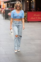 Ashley Roberts in a Crochet Knitted Top and Denim - London 09/28/2021