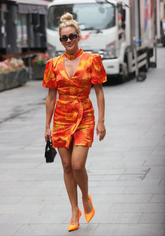 Ashley Roberts Wears Striking Orange Mini Dress - London 09/20/2021
