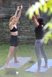 Bailee Madison and Chandler Kinney - Outdoor Yoga Filming in New York 08/30/2021