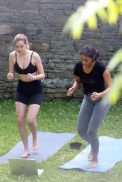 Bailee Madison and Chandler Kinney - Outdoor Yoga Filming in New York 08/30/2021