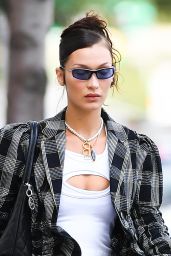 Bella Hadid in a Patterned Outfit - New York 09/21/2021