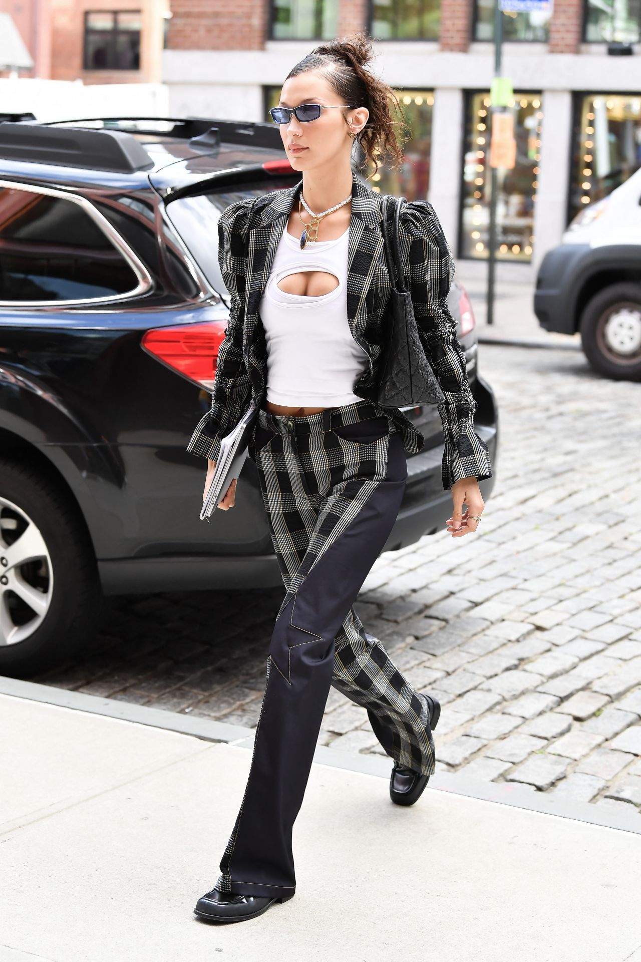 Bella Hadid in a Patterned Outfit - New York 09/21/2021 • CelebMafia