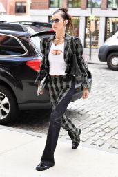 Bella Hadid in a Patterned Outfit - New York 09/21/2021