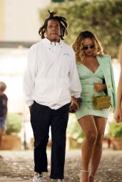 Beyonce in a Lime Green Dress in Portofino 09/12/2021