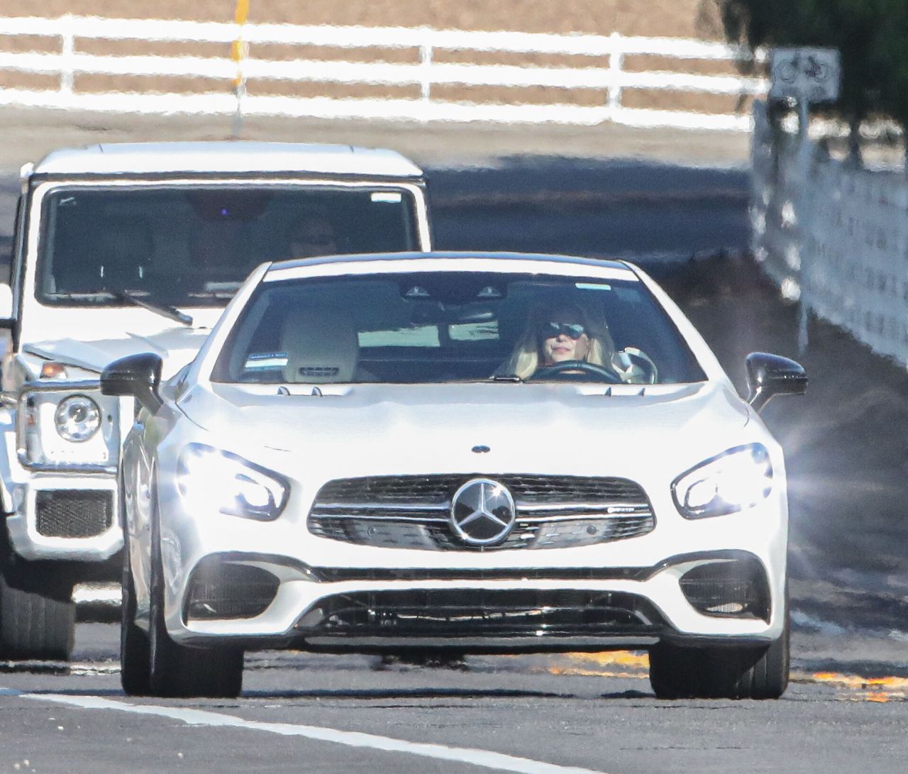 Britney Spears in Her Mercedes-AMG SL 63 in Calabasas 09/01/2021