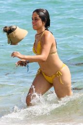 Camila Cabello in a Yellow Bikini on the Beach in Miami 09/20/2021
