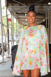 Gabrielle Union in a Floral Dress - New York City 09/13/2021