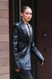 Gigi Hadid Suits Up in Leather - NYC 09/09/2021
