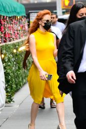 Jessica Chastain in a Yellow Dress - Soho in NYC 09/16/2021