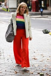 Kate Garraway in a Rainbow Jumper and Bright Orange TRrousers - London 09/27/2021
