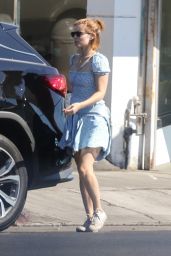 Kate Mara in a Cute Polka Dot Dress - Los Feliz 09/14/2021