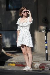 Kate Mara Wears a Floral White Dress - Out in Los Feliz 09/20/2021