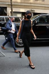 Kendall Jenner in All Black Dress with Platform Sandals - New York 09/13/2021