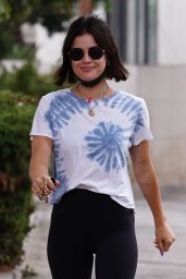 Lucy Hale in a Tie-Dye Tee and Leggings - Studio City 08/31/2021