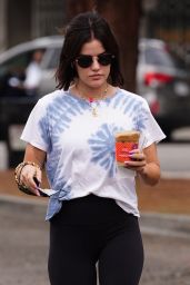 Lucy Hale in a Tie-Dye Tee and Leggings - Studio City 08/31/2021